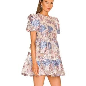 Elliatt Revolve Moxie Jacquard Puff Sleeve Dress